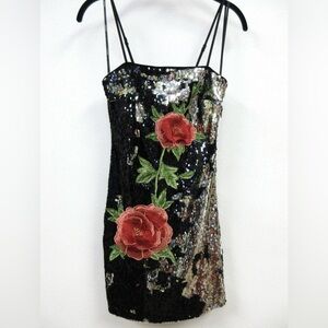 Forever 21+ Sequin Dress with Floral Embroidery